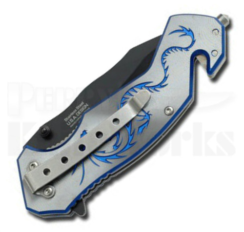 Tac-Force Dragon Strike Rescue Gray Spring Assisted Knife (3.0" Black)